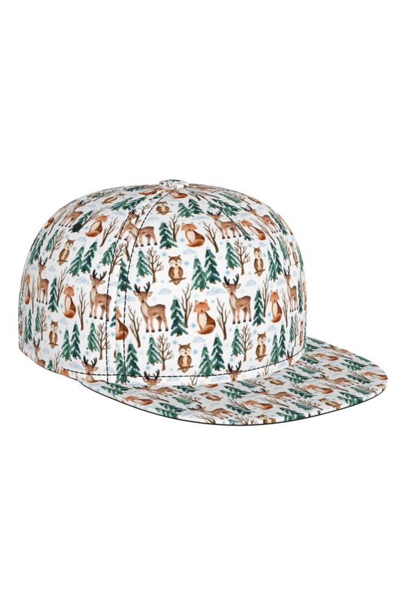Winter Woodland Friends for Baseball Cap Men Cap Flat Brim for Men Women Teens Adjustable Baseball Cap