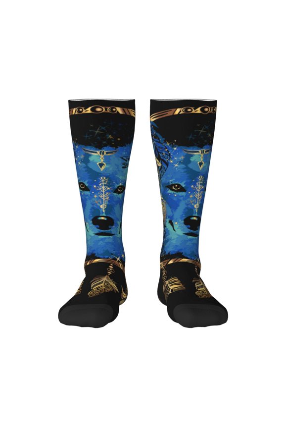 Wolf Head And Dreamcatcher for Adult Stockings Breathable Sock Non-Pilling,Contrasting Color Design