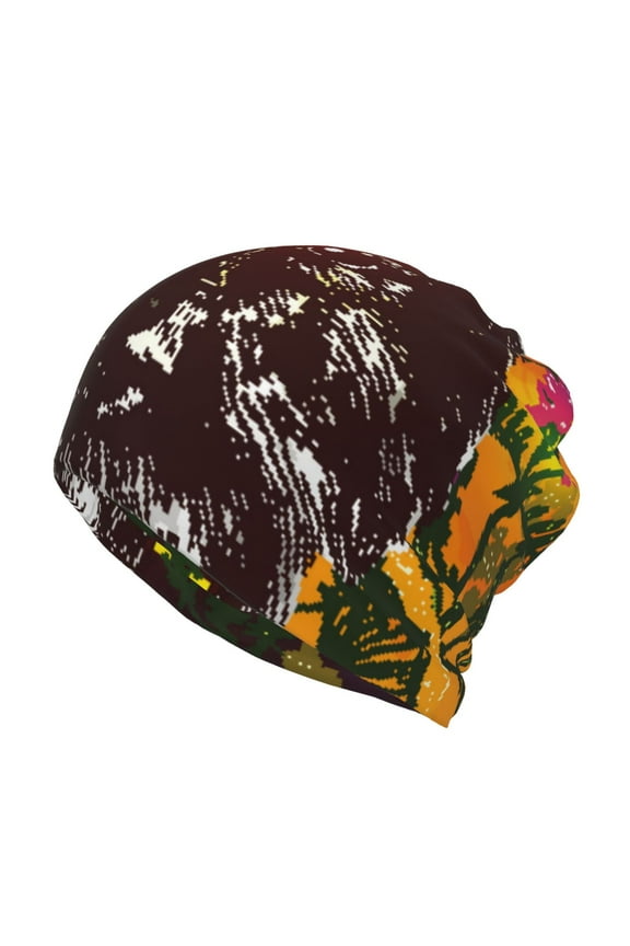 Wolf With Wildflowers for Multifunction Beanie Hat for Men and Women Unisex for Winter Sports, Outdoor Activities, and Daily Wear