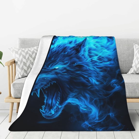 Hirioo Wolf for Flannel Blanket, Cozy and Warm Throw for Bed or Couch ,Perfect for All Seasons-60"x50"