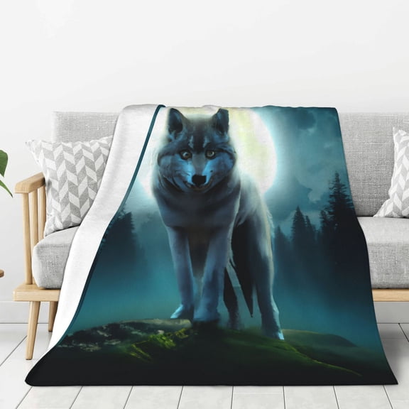 Hirioo Wolf for Flannel Blanket, Cozy and Warm Throw for Bed or Couch ,Perfect for All Seasons-60"x50"