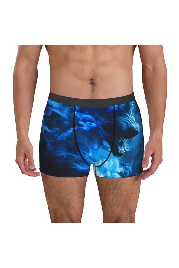 Wolf for Men's Boxer Briefs Men Cotton Underwear Boxer Briefs Panties-X-Large
