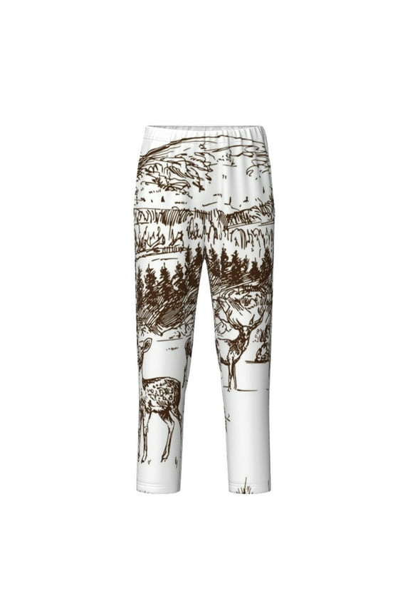 Woodland Forest With Deers for Teenagers' Pajama Pants Womens Lounge Pants with Pockets Pj Bottoms Pants for Men-Medium