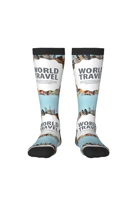 World Travel for Adult Stockings Breathable Sock Non-Pilling,Contrasting Color Design
