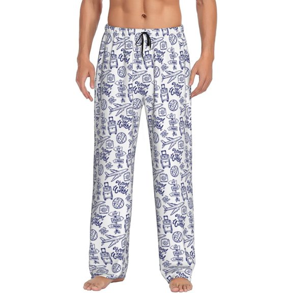 Hirioo World Travel2 for Women's PJ Pajama Pants Sleep Pants Women's Home Trousers with Pockets,S-3XL-Small