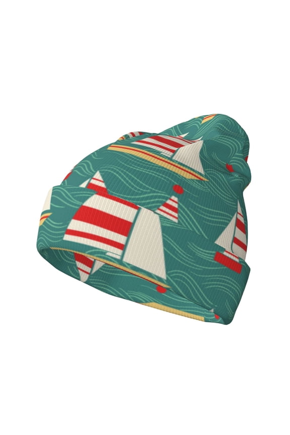 Yachts And Buoys for Men's Knit Cuffed Beanie for Outdoor Activities Unisex