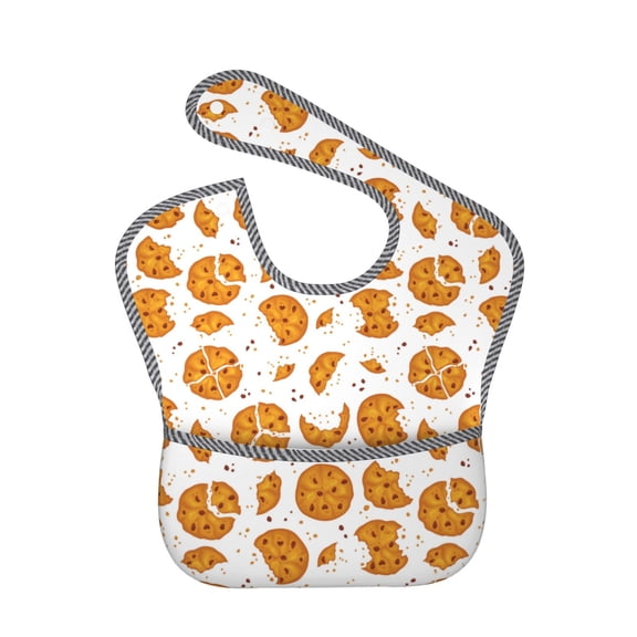 Hirioo Yellow Biscuit for Baby Waterproof Pocket Bib Adjustable Closed for Babies Toddlers with Large Pocket 6-24Months