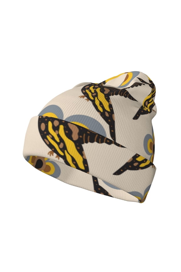 Yellow Flowers Hummingbird for Men's Knit Cuffed Beanie for Outdoor Activities Unisex