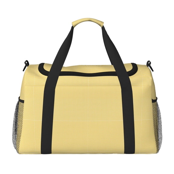 Hirioo Yellow Gingham Hand Travel Bag for Men Women,Durable and Spacious Travel Bag with Multiple Pockets for Work, Travel, Weekend Getaways