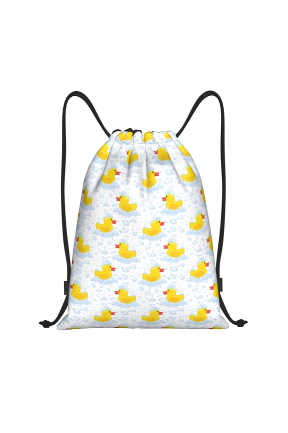 Yellow Rubber Duck Print Drawstring Backpack Bag Sport Versatile Sports Backpack for Gym, Travel, Swimming, Beach