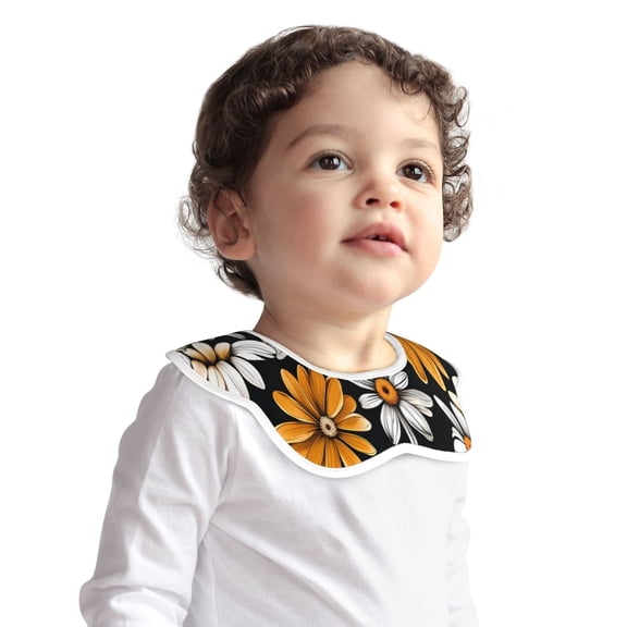 Hirioo Yellow White Daisy Pattern for Baby Cotton Petal Bib Drool Bibs for Baby Boy Unisex