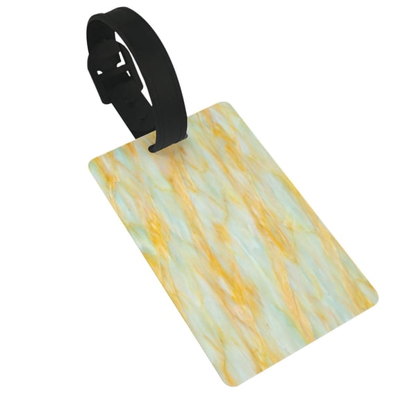 Hirioo Yellow With Teal Marble for Luggage ID Tag with Adjustable Strap Travel Baggage Bag Tags Suitcase Identify Labels for Women Men