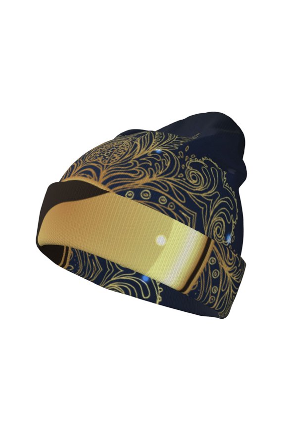 Yin And Yang Mandala for Men's Knit Cuffed Beanie for Outdoor Activities Unisex