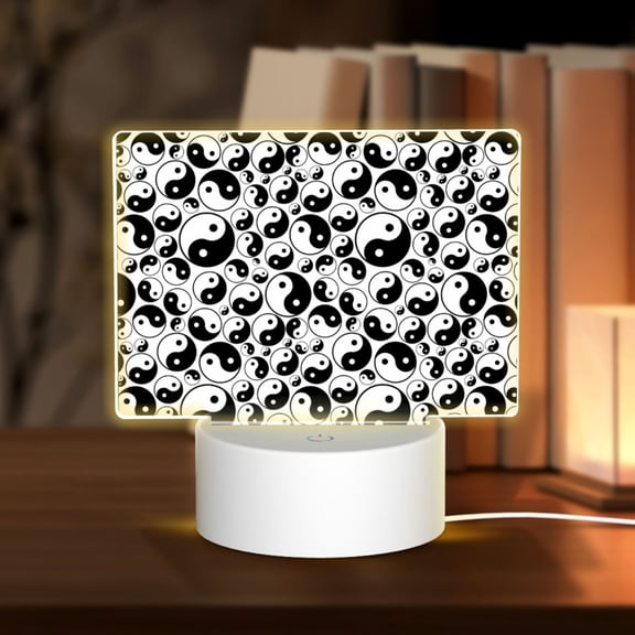Hirioo Yin And Yang for Rectangular Acrylic with Night Light Best Gifts for Lover Girl Mom, Valentine's Day Anniversary Birthday Wedding Present