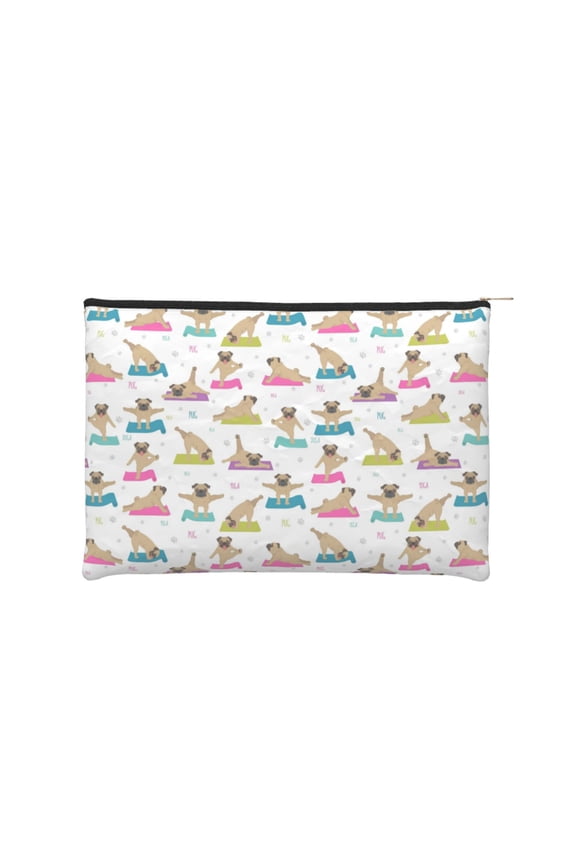 Yoga Dogs Poses for Paper Reusable Cosmetic Bag Zipper Encouragement Travel Pouch Toiletry Bag for Women Girls