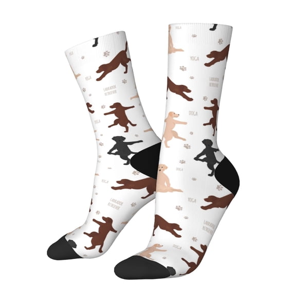 Hirioo Yoga Labrador Retriever Pattern Adult Middle Tube Socks Breathable Sock Non-Pilling,Contrasting Color Design