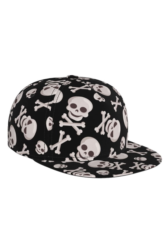 black white Skull bone for Baseball Cap Men Cap Flat Brim for Men Women Teens Adjustable Baseball Cap