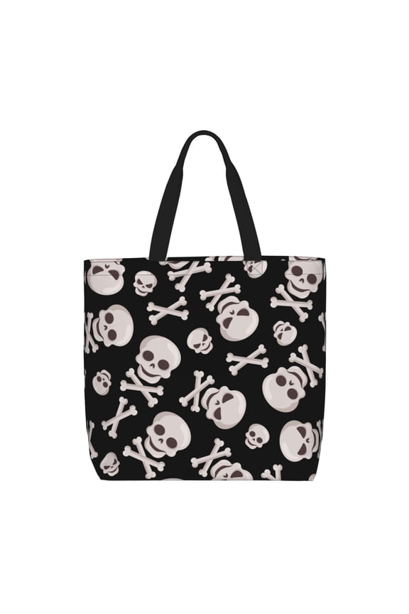 black white Skull bone for Tote Bag for Women, Quilted Shoulder Bag with Zipper, Large Capacity Handbags for Casual, Travel, Work