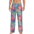 thumbnail image 1 of Hirioo blue pink colorful cracked texture for Women's PJ Pajama Pants Sleep Pants Women's Home Trousers with Pockets,S-3XL-XX-Large, 1 of 6