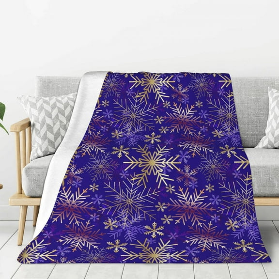 Hirioo blue purple Snowflake for Flannel Blanket, Cozy and Warm Throw for Bed or Couch ,Perfect for All Seasons-40"x30"