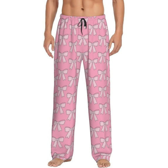 Hirioo bows for Men's PJ Pajama Pants Sleep Pants Men's Home Trousers with Pockets,S-3XL-Small