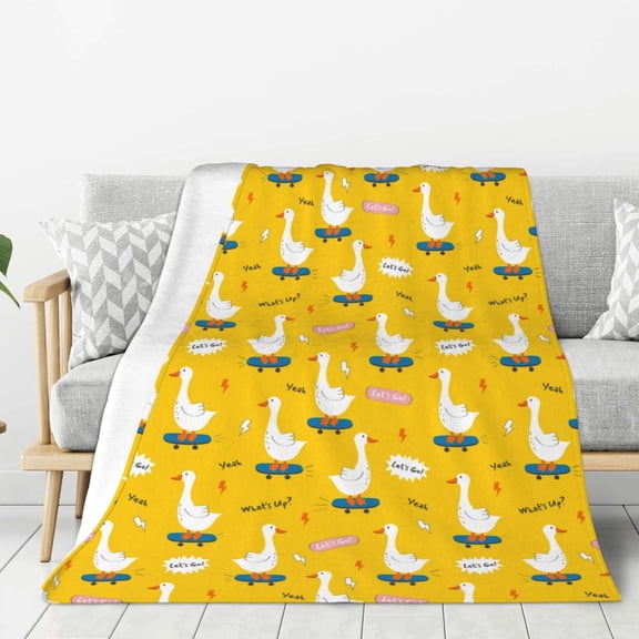 Hirioo cartoon goose for Flannel Blanket, Cozy and Warm Throw for Bed or Couch ,Perfect for All Seasons-80"x60"