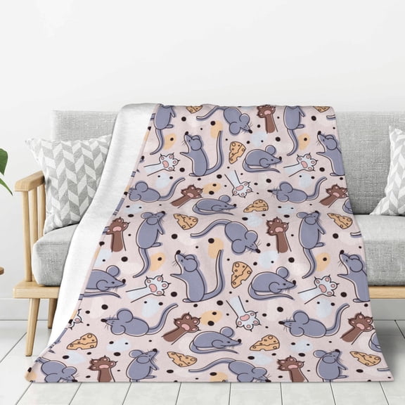 Hirioo cartoon mouse for Flannel Blanket, Cozy and Warm Throw for Bed or Couch ,Perfect for All Seasons-40"x30"