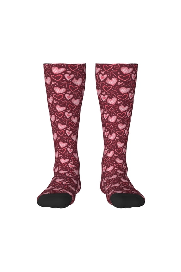 colorful Heart for Adult Stockings Breathable Sock Non-Pilling,Contrasting Color Design