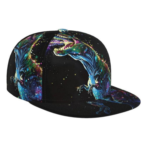 Hirioo colorful flames dinosaur for Baseball Cap Men Cap Flat Brim for Men Women Teens Adjustable Baseball Cap