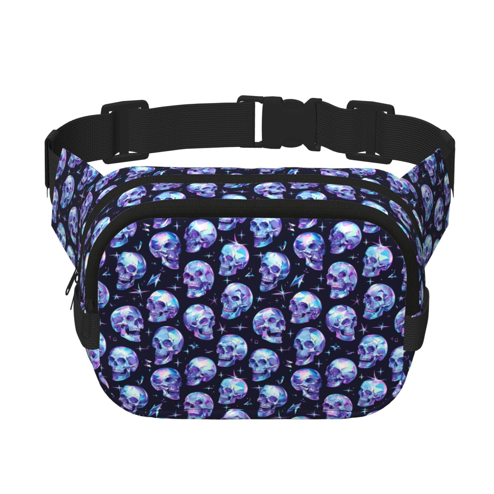 Hirioo crystal Skull for Double Layer Waist Bag Adjustable Fanny Pack For Travel Running Hiking