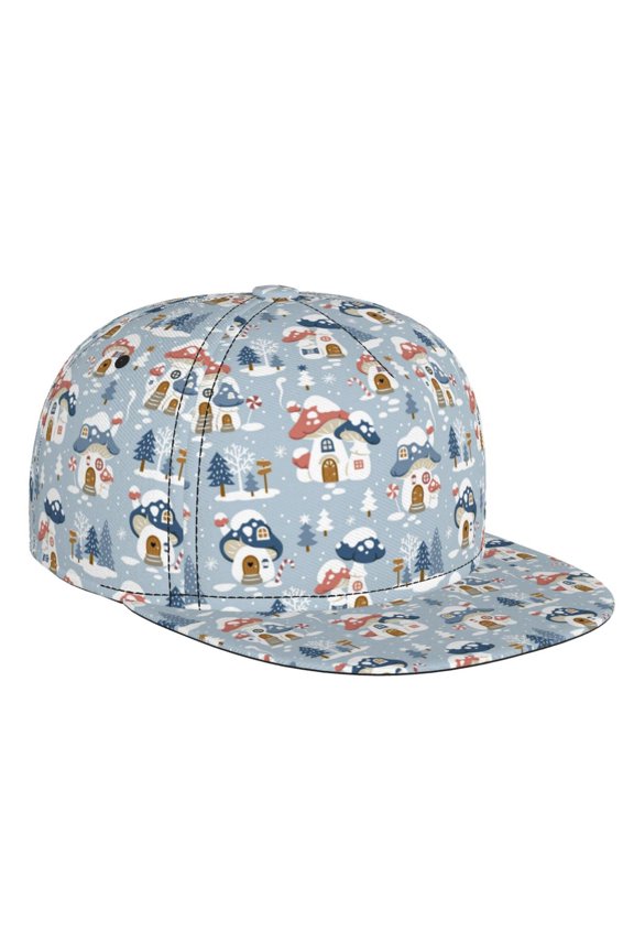 cute Mushroom Village for Baseball Cap Men Cap Flat Brim for Men Women Teens Adjustable Baseball Cap
