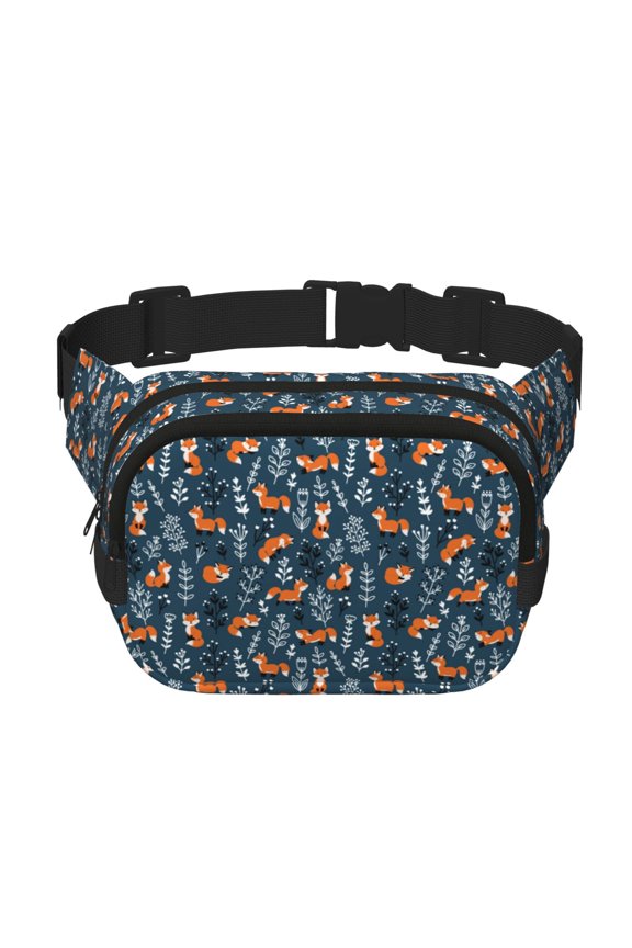 cute fall fox for Double Layer Waist Bag Adjustable Fanny Pack For Travel Running Hiking