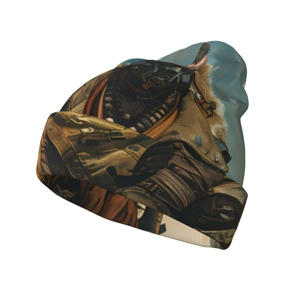 Hirioo desert Man Shepherd Dog for Men's Knit Cuffed Beanie for Outdoor Activities Unisex
