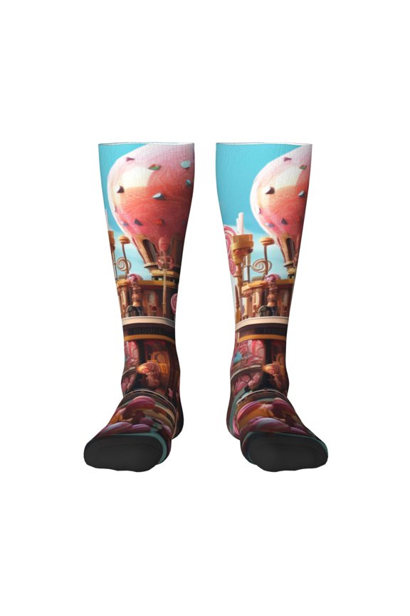 fairy-tale-world-with-delicious-candy for Adult Stockings Breathable Sock Non-Pilling,Contrasting Color Design