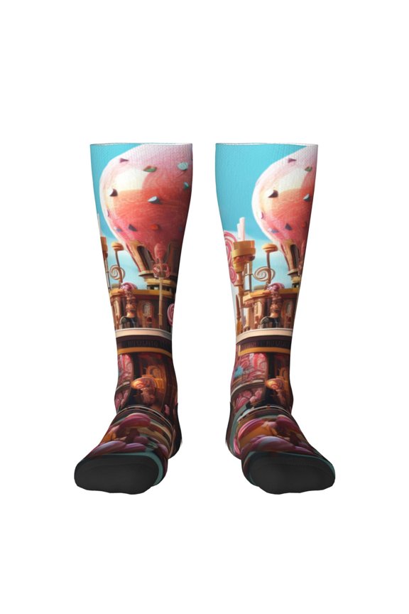fairy-tale-world-with-delicious-candy for Adult Stockings Breathable Sock Non-Pilling,Contrasting Color Design