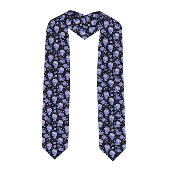 Hirioo flower Skull crystal for 72" Graduation Shawl Stole Unisex Adults Graduation Sash Honor Graduation Stole for High School and College-Sharp Corner