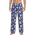 thumbnail image 1 of Hirioo flower Skull in starry sky for Men's PJ Pajama Pants Sleep Pants Men's Home Trousers with Pockets,S-3XL-Small, 1 of 6