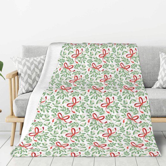 Hirioo leaves bows for Flannel Blanket, Cozy and Warm Throw for Bed or Couch ,Perfect for All Seasons-80"x60"