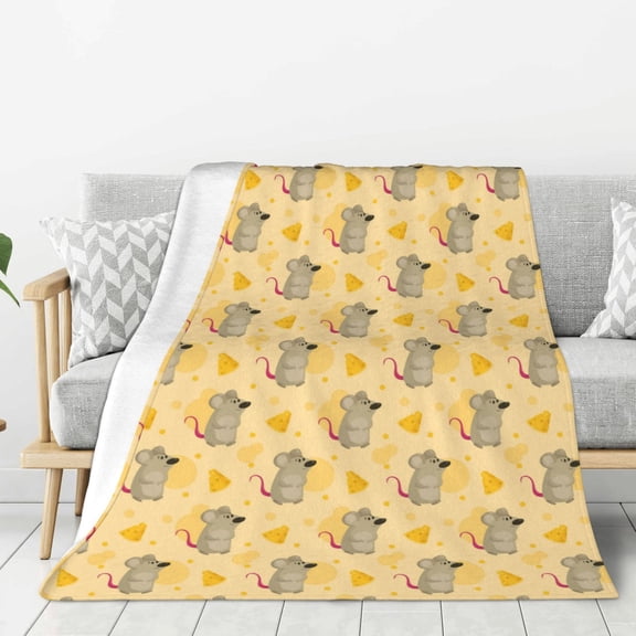 Hirioo mouse and cheese for Flannel Blanket, Cozy and Warm Throw for Bed or Couch ,Perfect for All Seasons-40"x30"