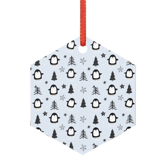 Hirioo penguin tree star for Acrylic Christmas Pendant Hanging Christmas Tree Ornaments, Car, Home, Office Gift Decor-Hexagon
