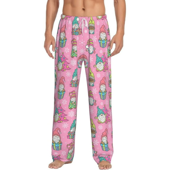 Hirioo pink Holiday Joy for Men's PJ Pajama Pants Sleep Pants Men's Home Trousers with Pockets,S-3XL-Large