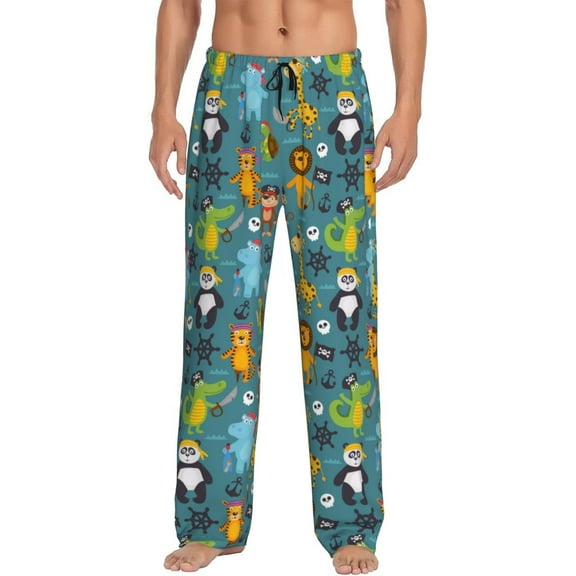 Hirioo pirates animals for Men's PJ Pajama Pants Sleep Pants Men's Home Trousers with Pockets,S-3XL-Small