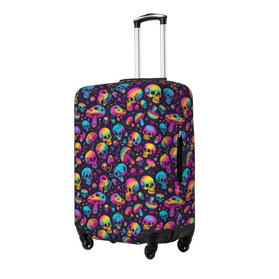 Hirioo rainbow color mushroom Skull for Elasticity Suitcase Cover (No luggage Included) Durable Luggage Protector Fits 18-32 Inch Luggage-Small