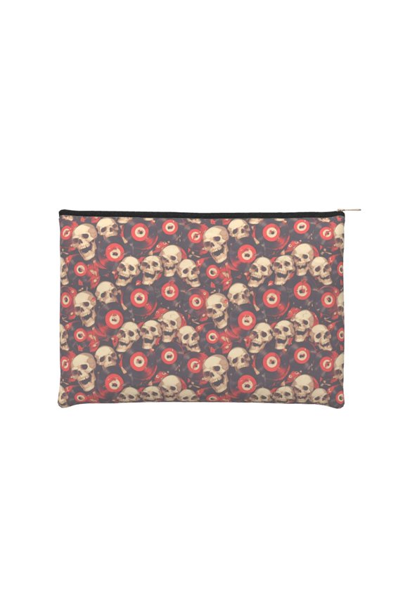record Skull rock for Paper Reusable Cosmetic Bag Zipper Encouragement Travel Pouch Toiletry Bag for Women Girls