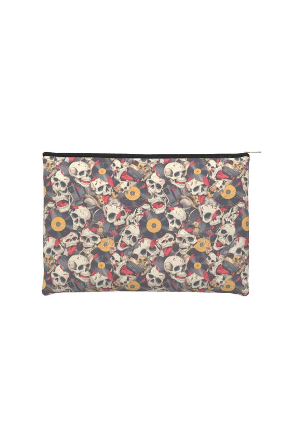rock Skull record artist for Paper Reusable Cosmetic Bag Zipper Encouragement Travel Pouch Toiletry Bag for Women Girls