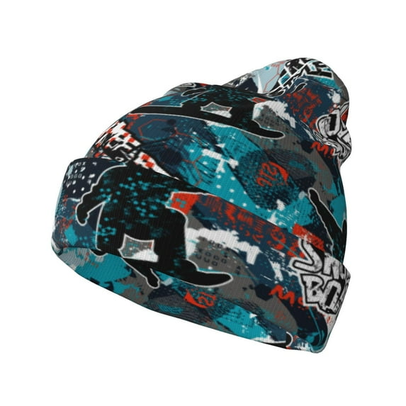 Hirioo snow board colorful for Men's Knit Cuffed Beanie for Outdoor Activities Unisex