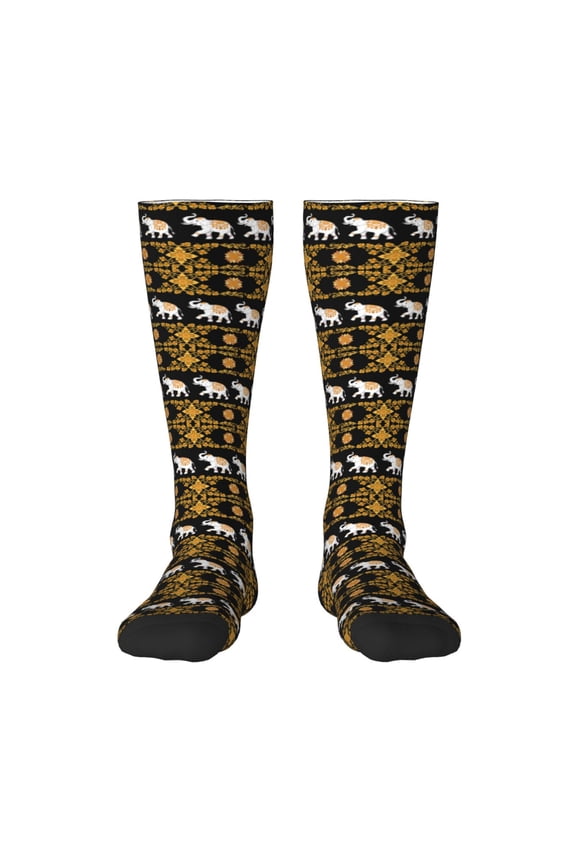 traditional Elephant for Adult Stockings Breathable Sock Non-Pilling,Contrasting Color Design