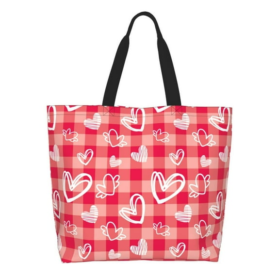 Hirioo valentine day with heart for Single Shoulder Shopping Bag,Eco-Friendly Tote with Large,Perfect for Groceries, Travel, and Daily Use