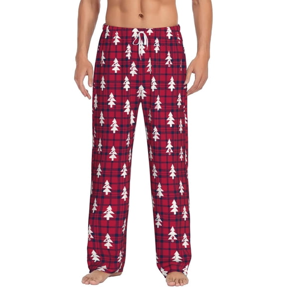 Hirioo white Tree red plaid for Women's PJ Pajama Pants Sleep Pants Women's Home Trousers with Pockets,S-3XL-3X-Large