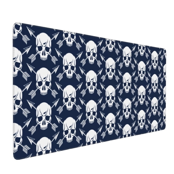 Hirioo white arrow Skull for Mouse Pad ,Anti-Slip Base, Durable Stitched Edges, Perfect for Gaming, Office, and Home Use,16x35.5in